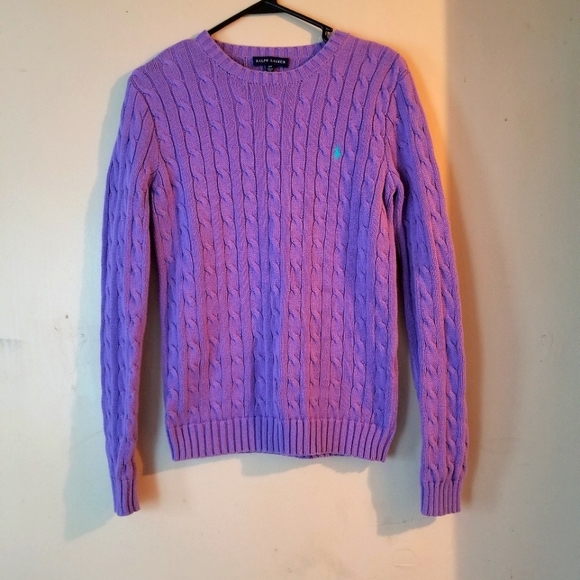 Polo Ralph Lauren Purple Cable Knit Sweater - Picture 1 of 4
